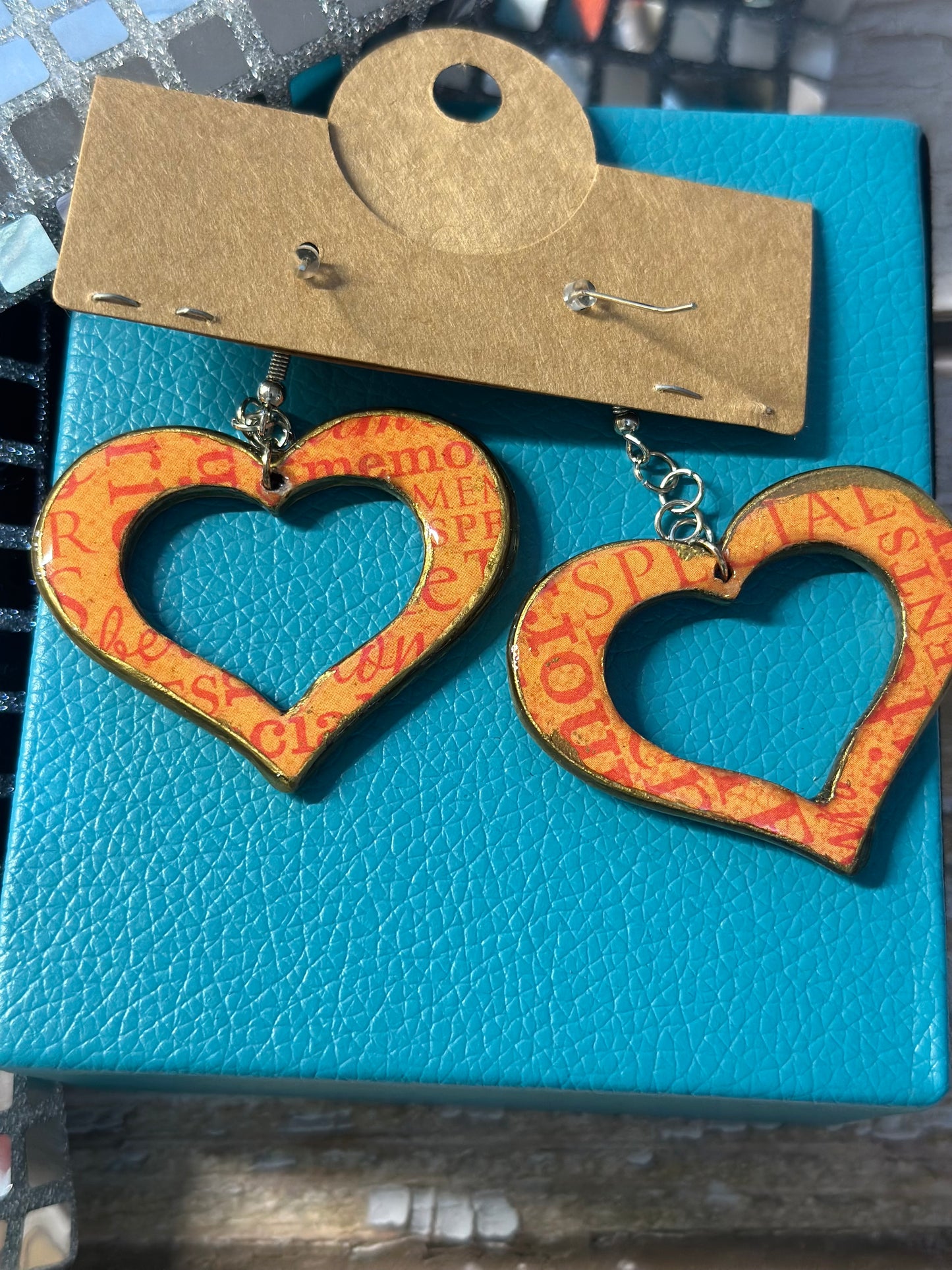 Large Heart Dangle Earrings