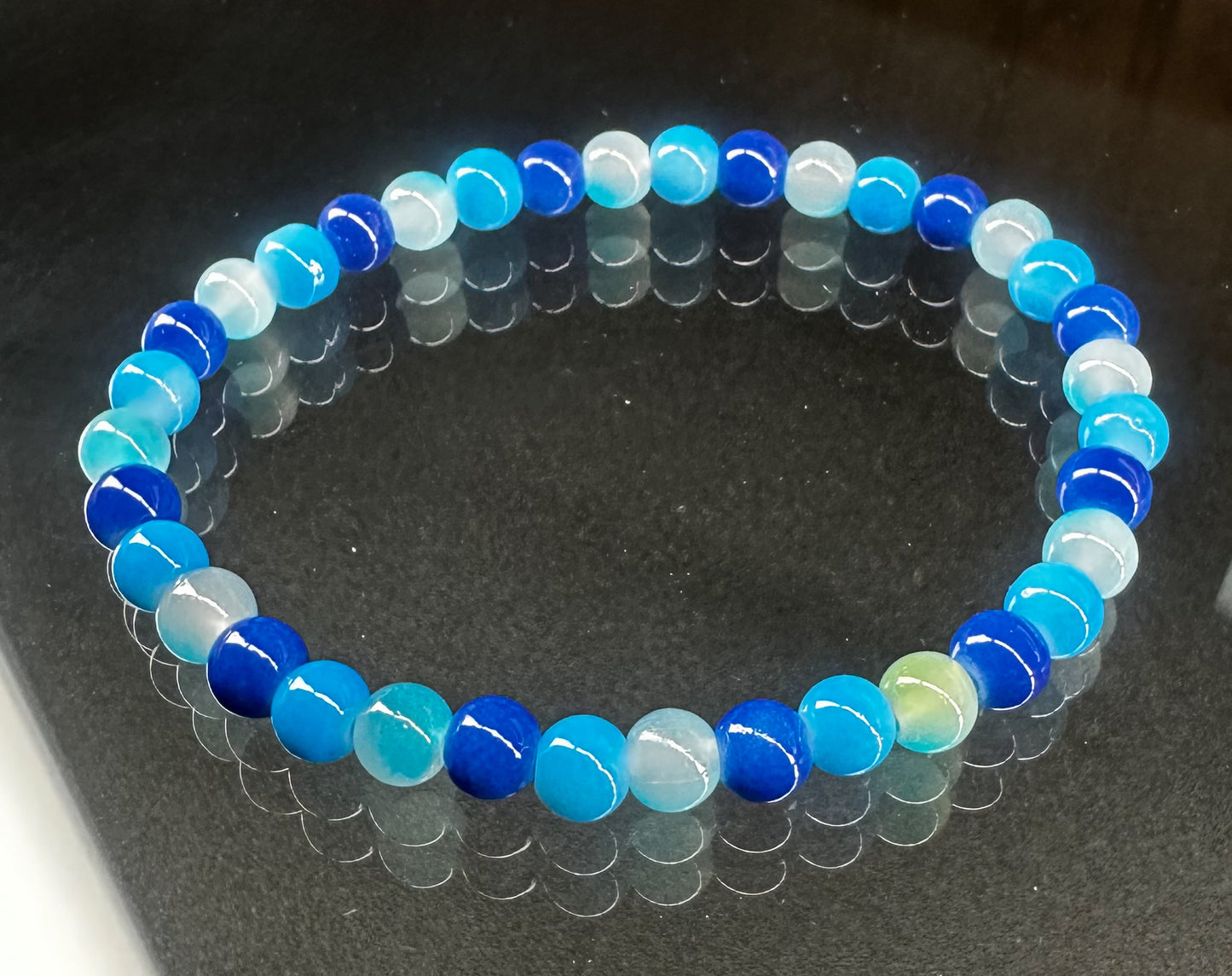 Royal Blue and Baby Blue Glass Beaded Bracelet