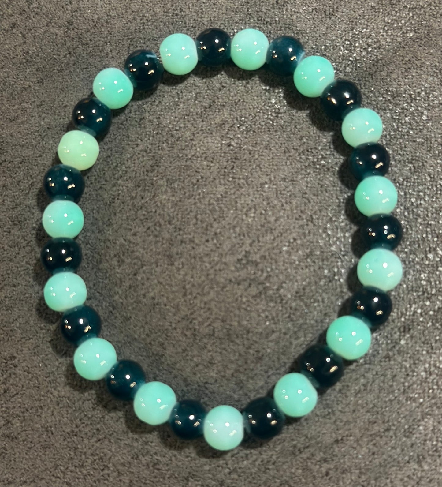 Navy Blue and Teal Blue Glass Bead Bracelet