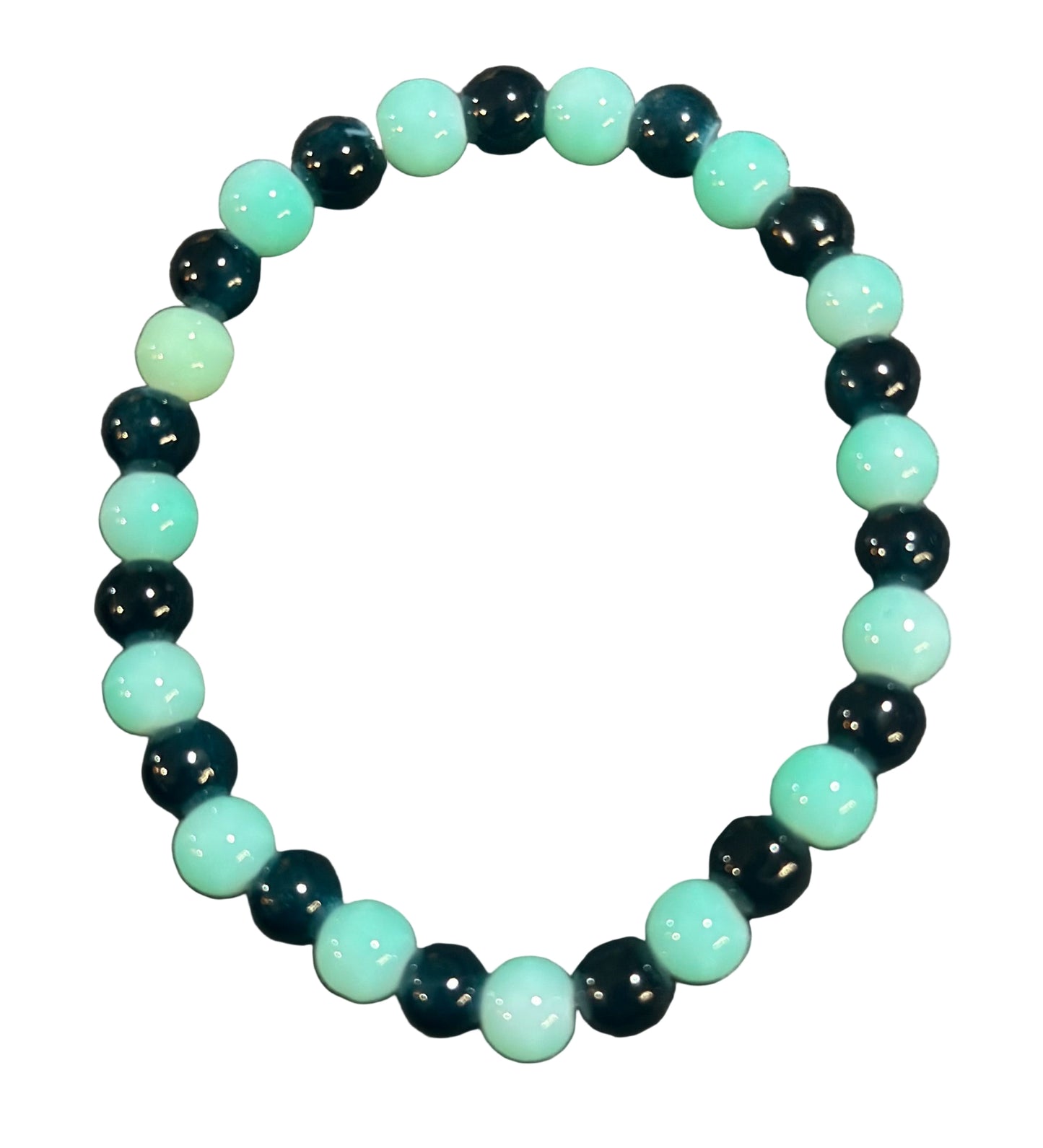 Navy Blue and Teal Blue Glass Bead Bracelet