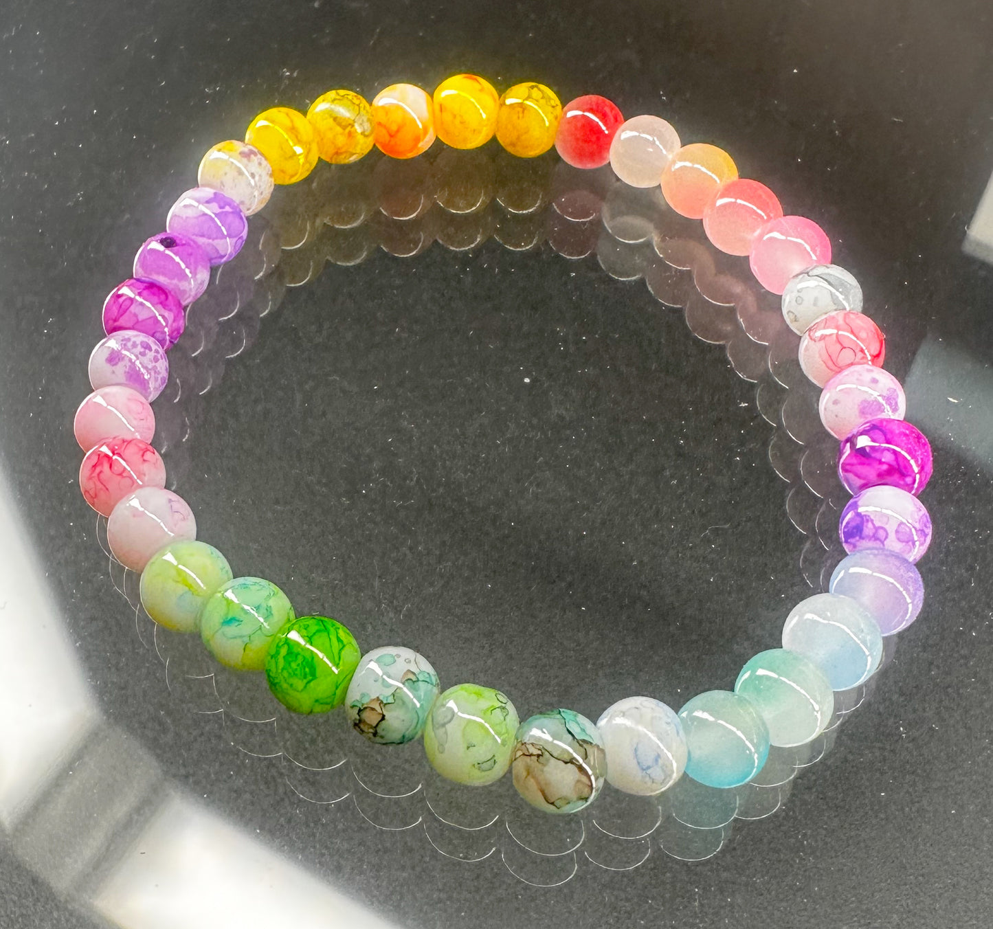 Multi-Colored Glass Beaded Bracelet
