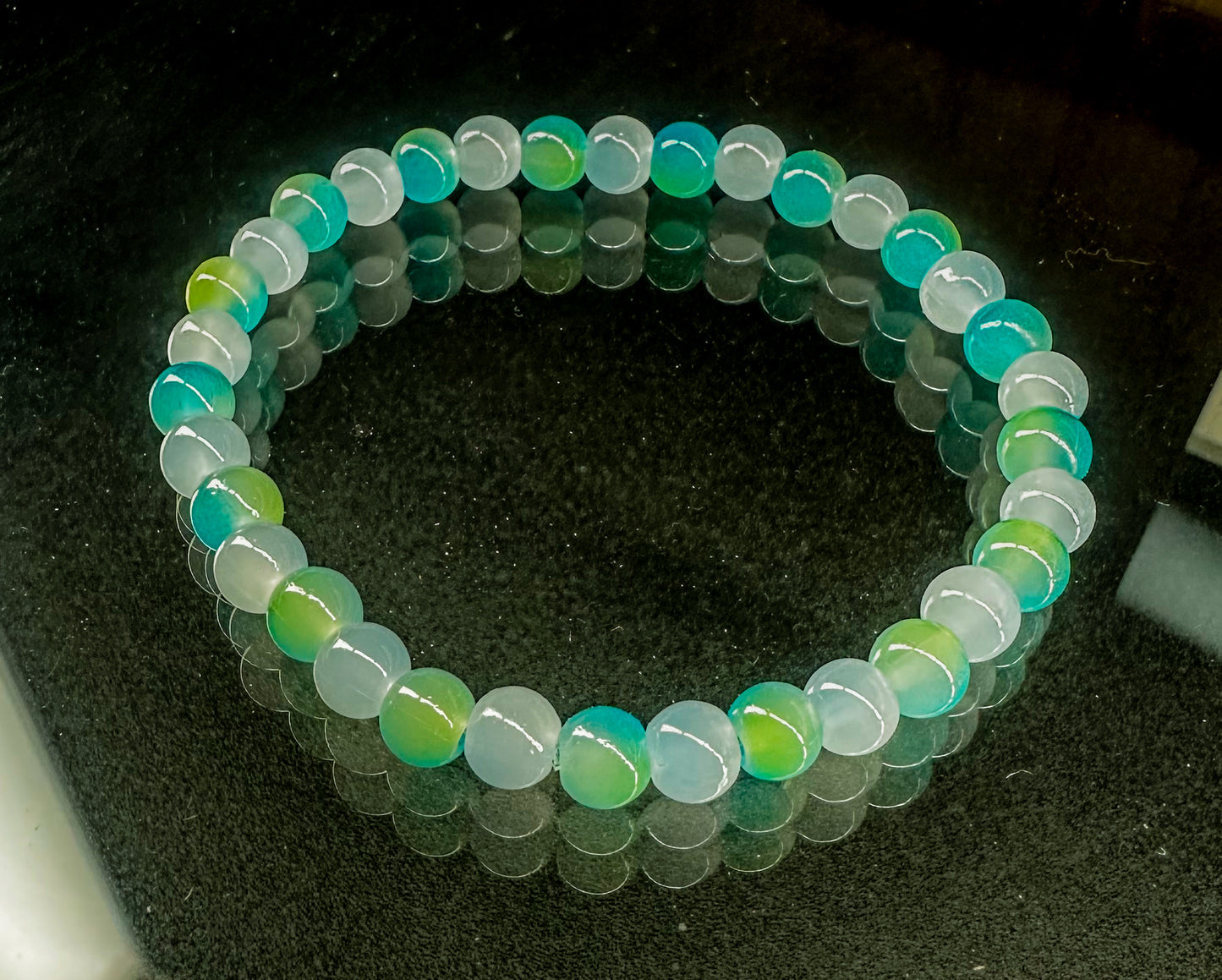 Light Green and Blue Glass Beaded Bracelet
