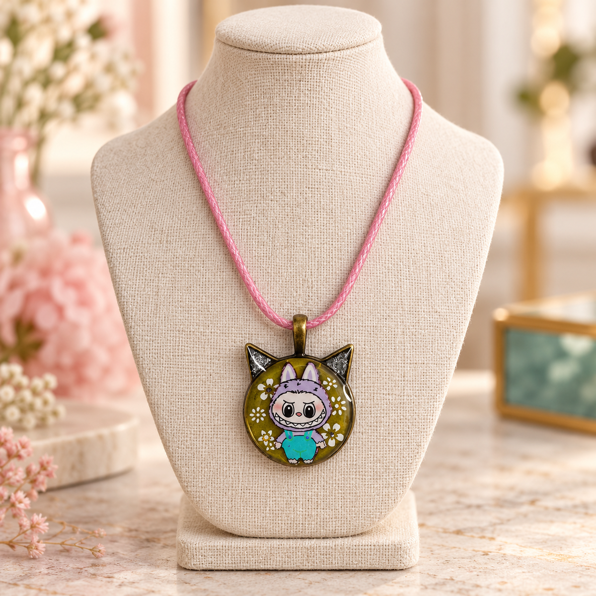 Little Monsters Pendant Necklace Teal