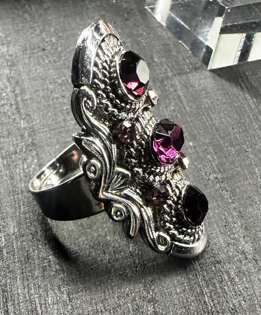 Amethyst Stone Adjustable Saddle Ring
