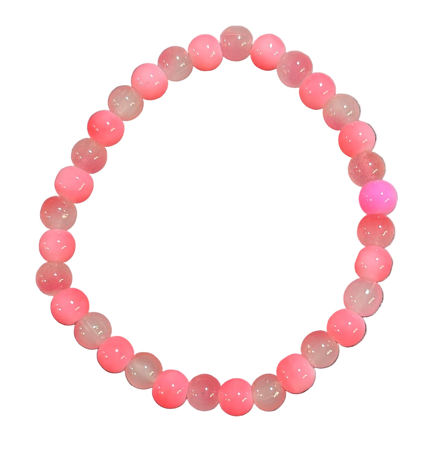 Pink and Peachy Glass Beaded Bracelet