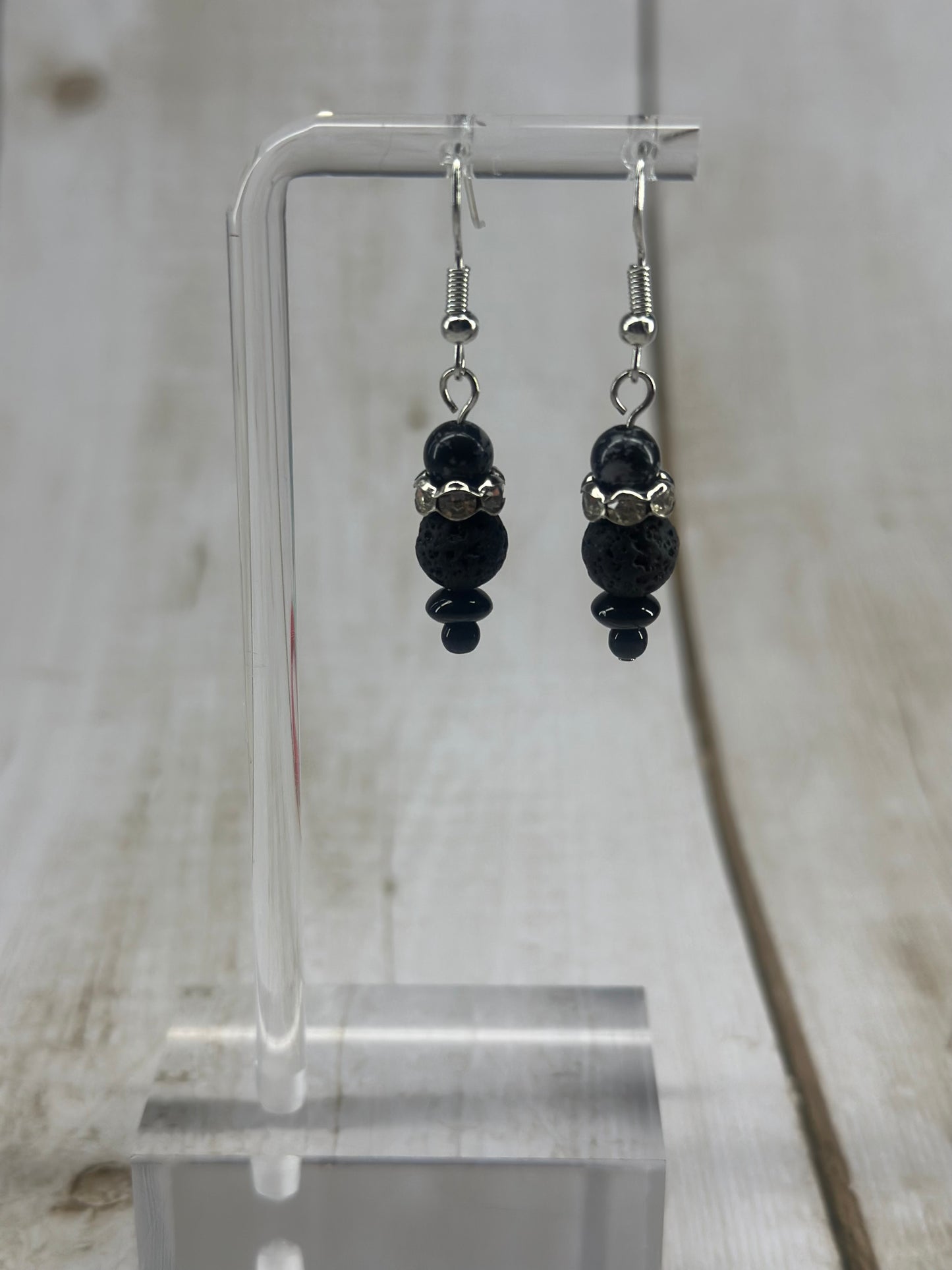 Black Lava Bead Earrings