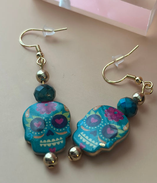 Metal Sugar Skull Earrings