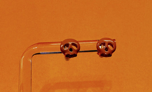 Orange Skeleton Head Stud Earrings