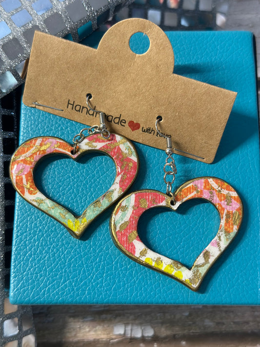 Large Heart Dangle Earrings