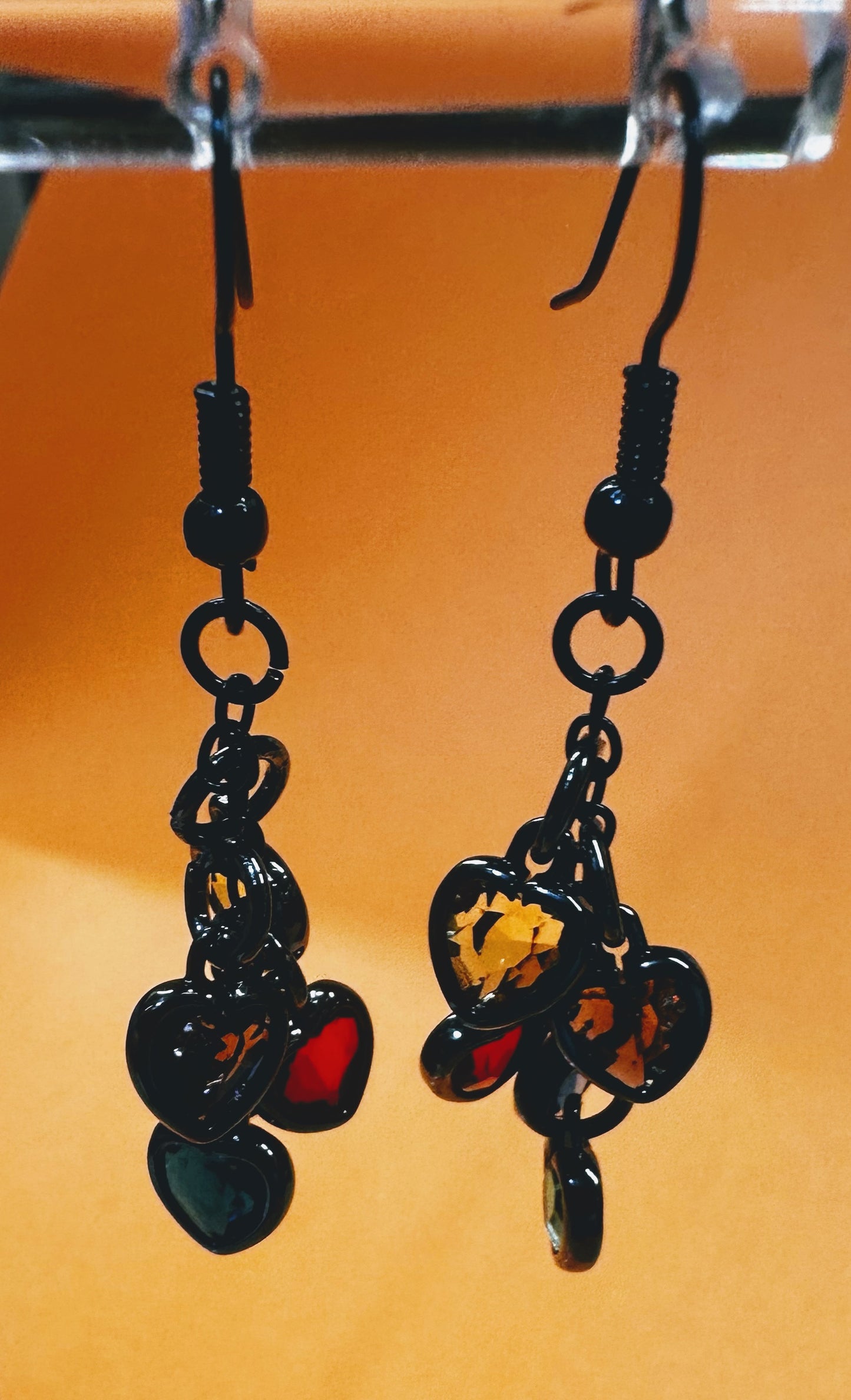 Colored Hearts Dangle Earrings