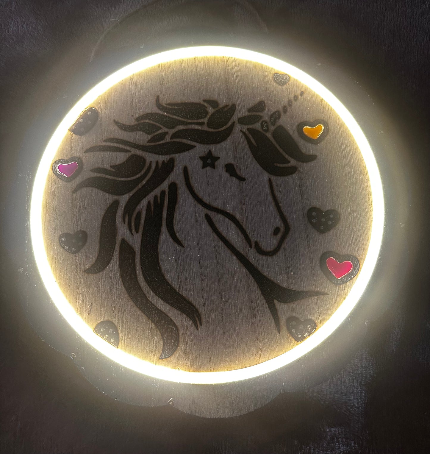 Unicorn Woodburned Lighted Decor