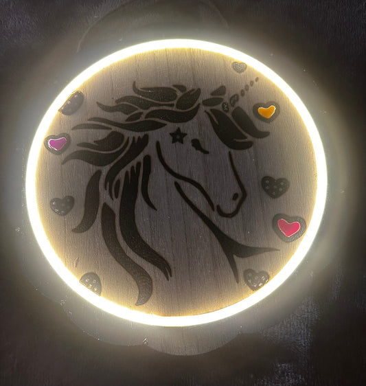 Unicorn Woodburned Lighted Decor