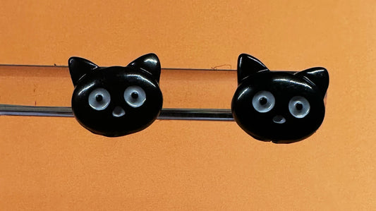 Black Cat Head Stud Earrings