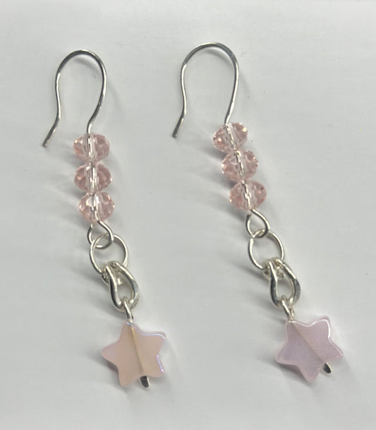 Pink Stars Earrings 925 Sterling Silver
