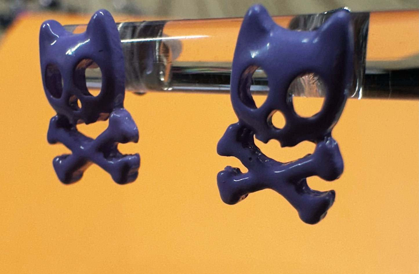 Cat Skeleton Stud Earrings