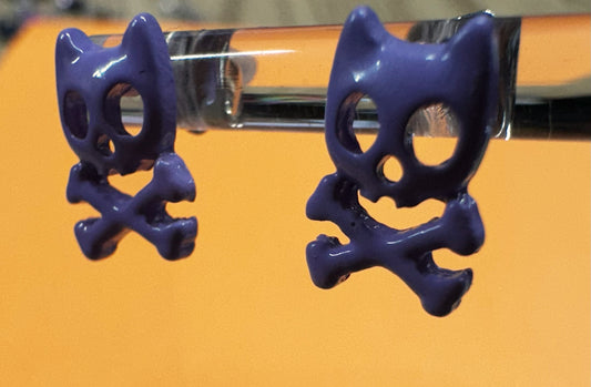 Cat Skeleton Stud Earrings