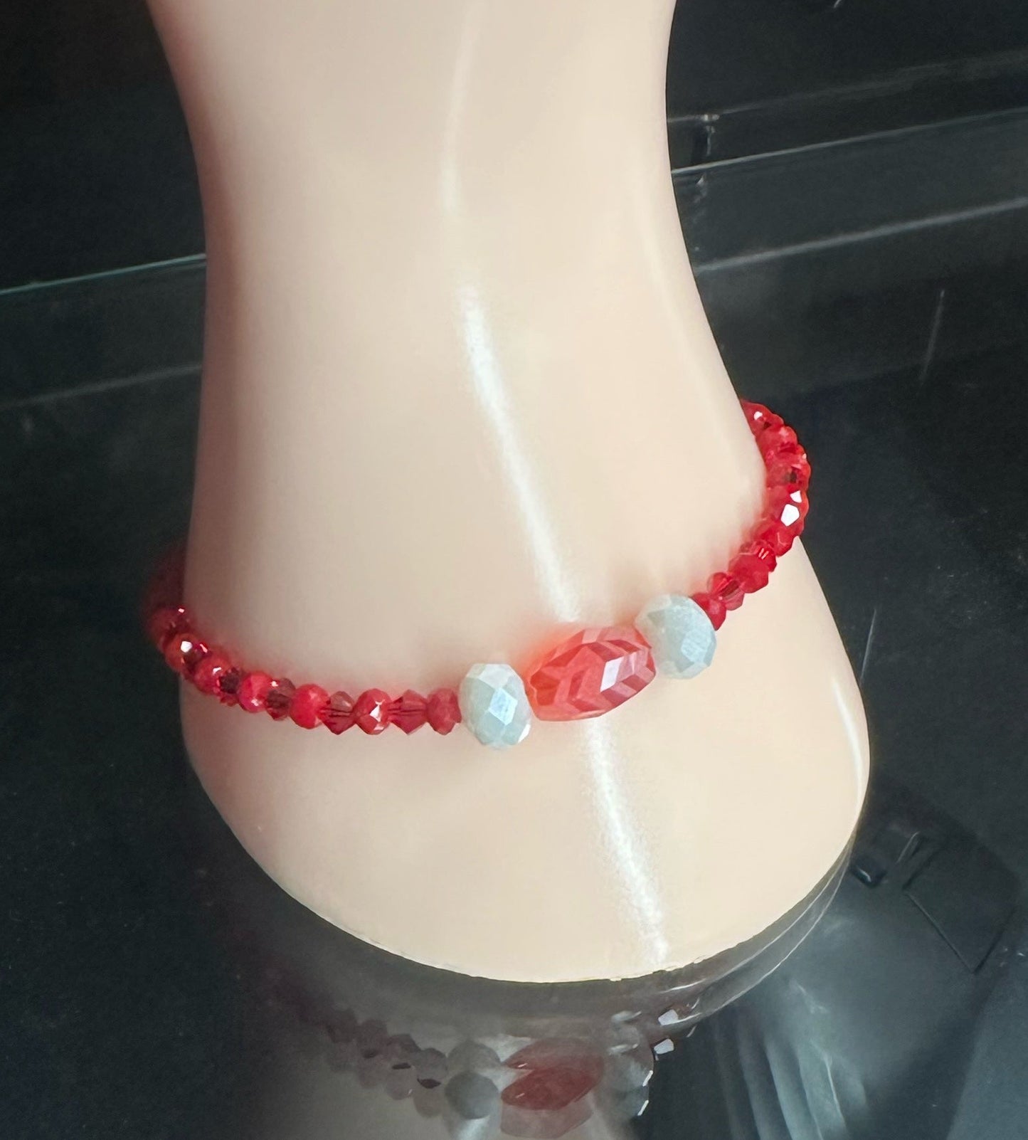 Red Glass Beaded Bracelet
