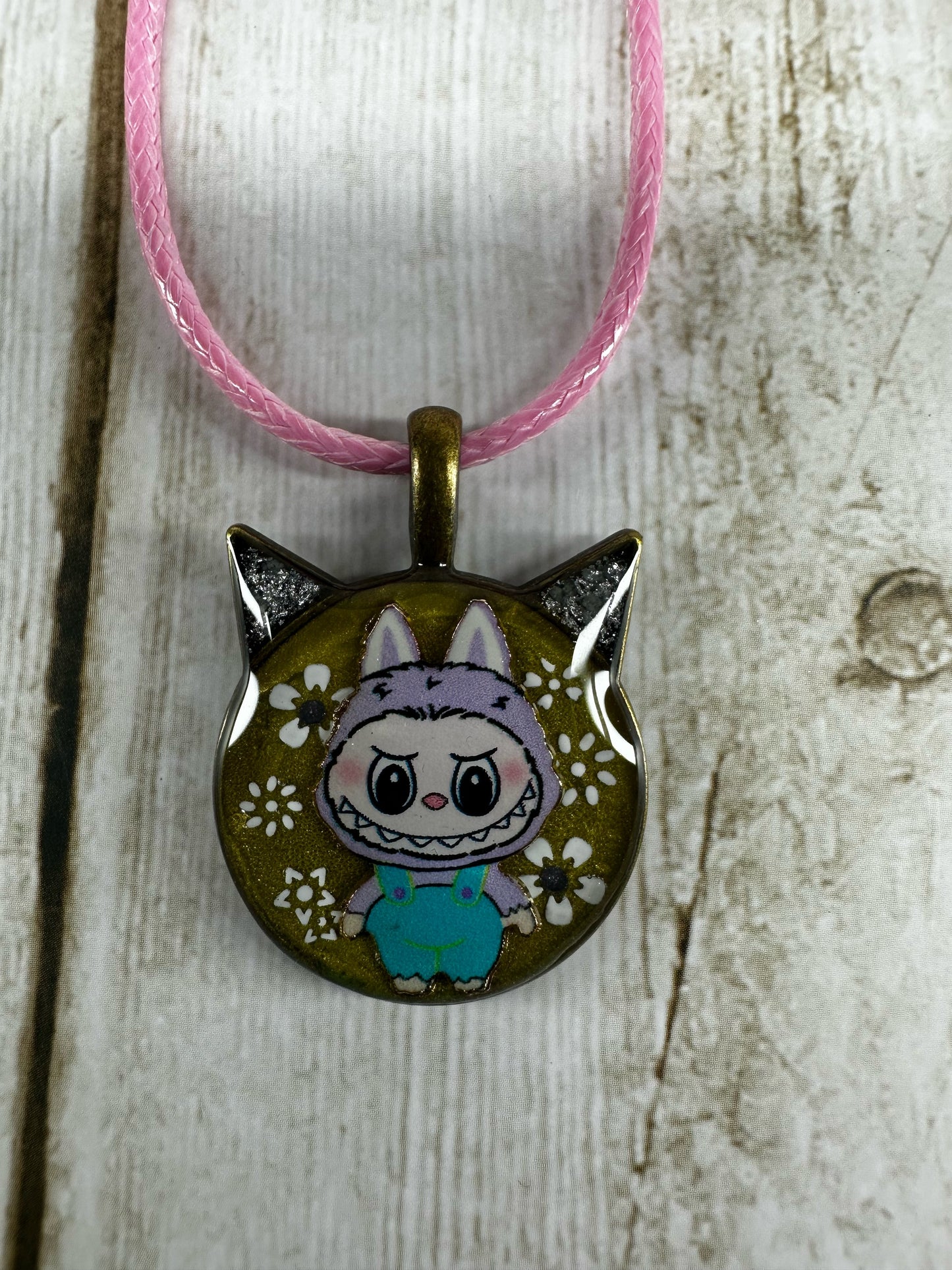 Labubu Pendant Necklace Teal