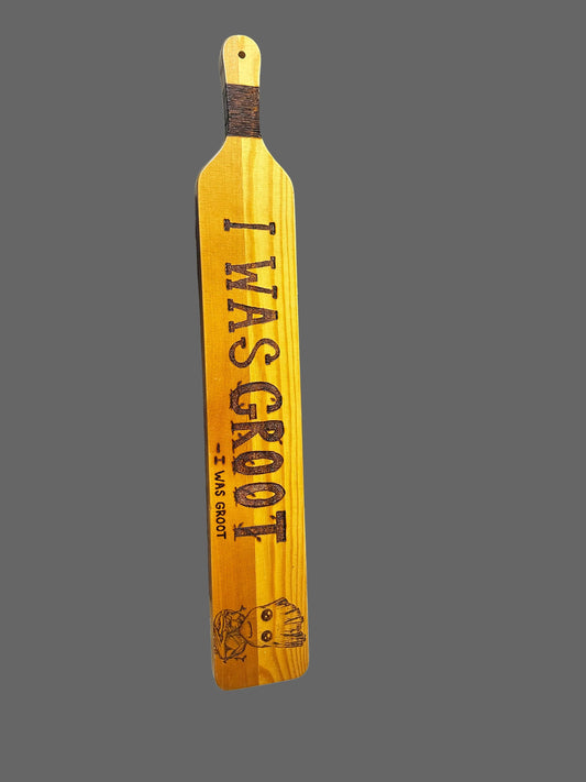 Wood Burned Groot Paddle