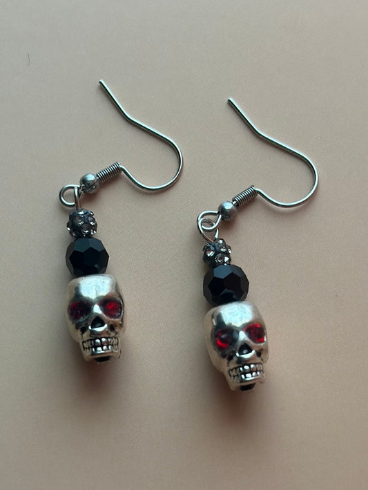 Red Eye Skull Earrings