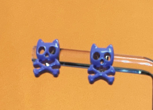 Cat Skeleton Stud Earrings