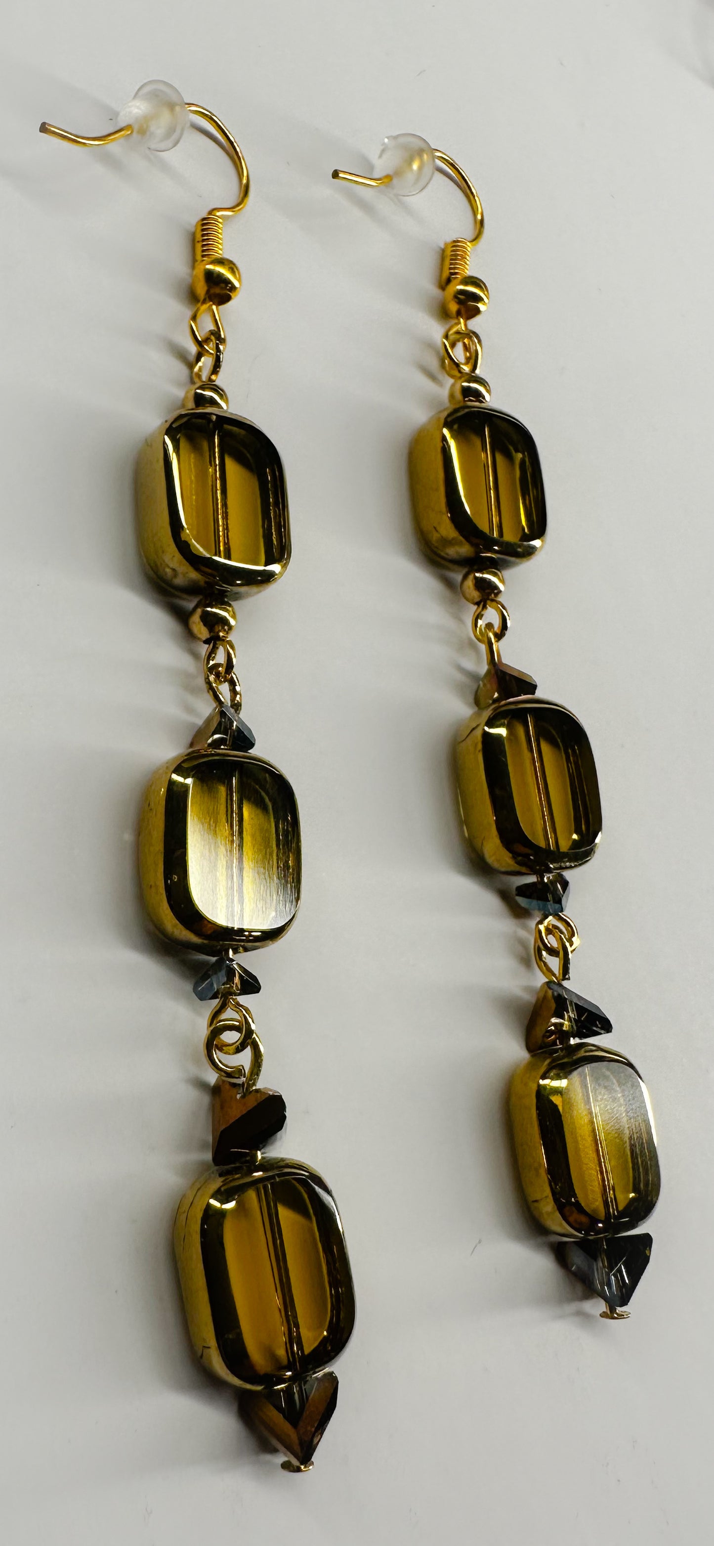 Oval Yellow Crystal Beaded Earrings