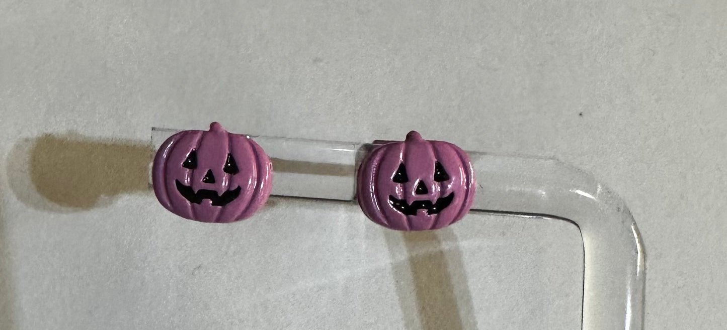 Pink Pumpkin Stud Earrings