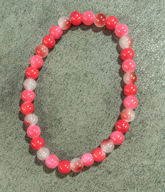 Burgandy and Deep Red Glass Beaded Bracelet