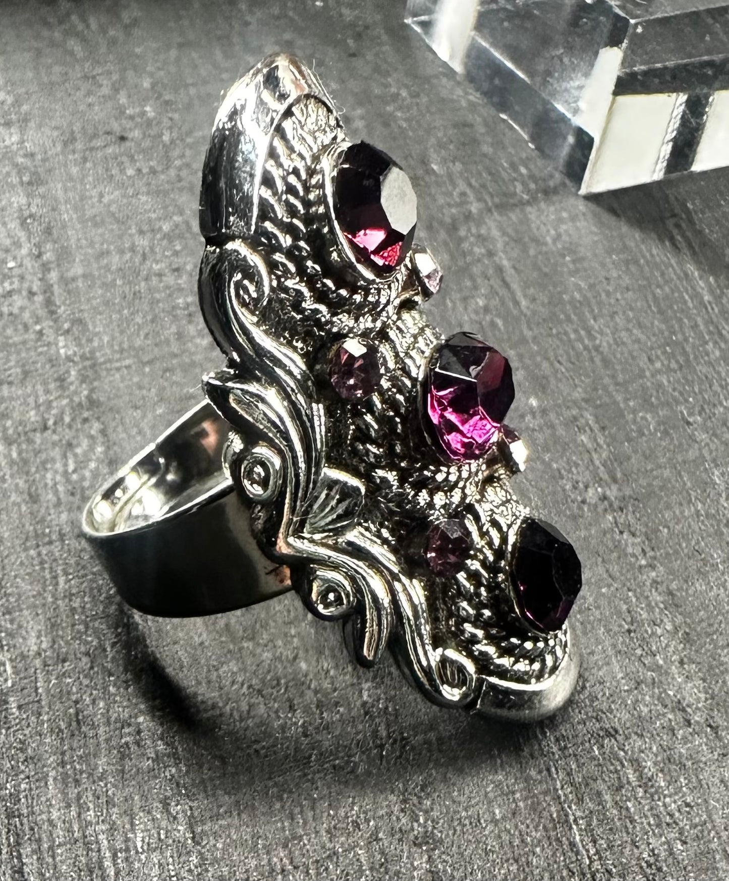 Amethyst Stone Adjustable Saddle Ring
