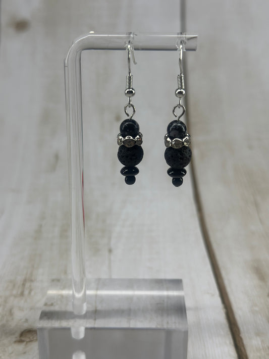 Black Lava Bead Earrings