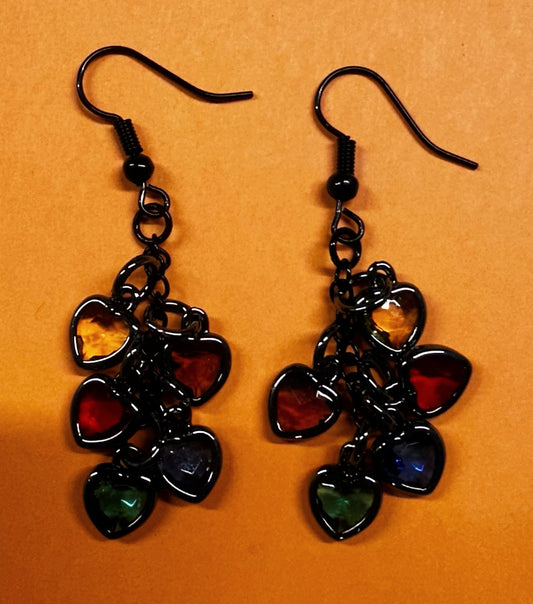 Colored Hearts Dangle Earrings