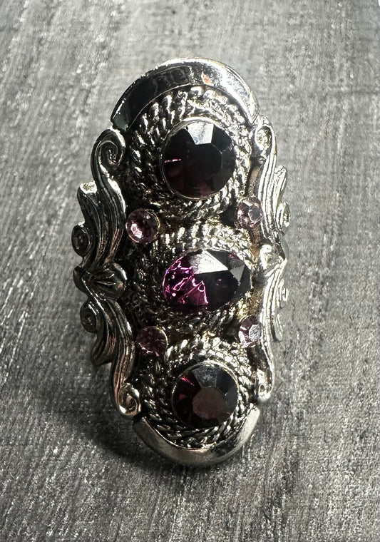 Amethyst Stone Adjustable Saddle Ring