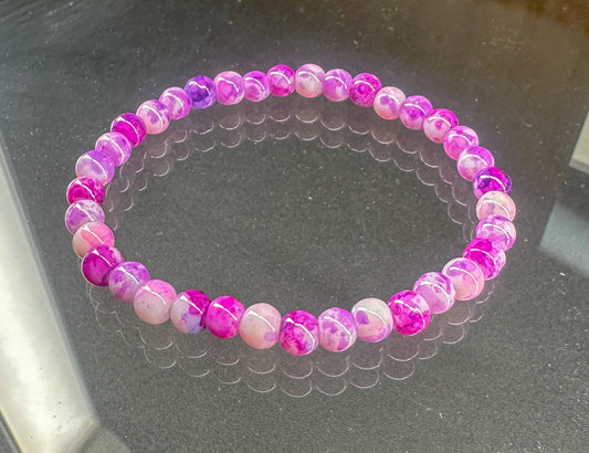 Purple and Pink Glass Beaded Bracelet