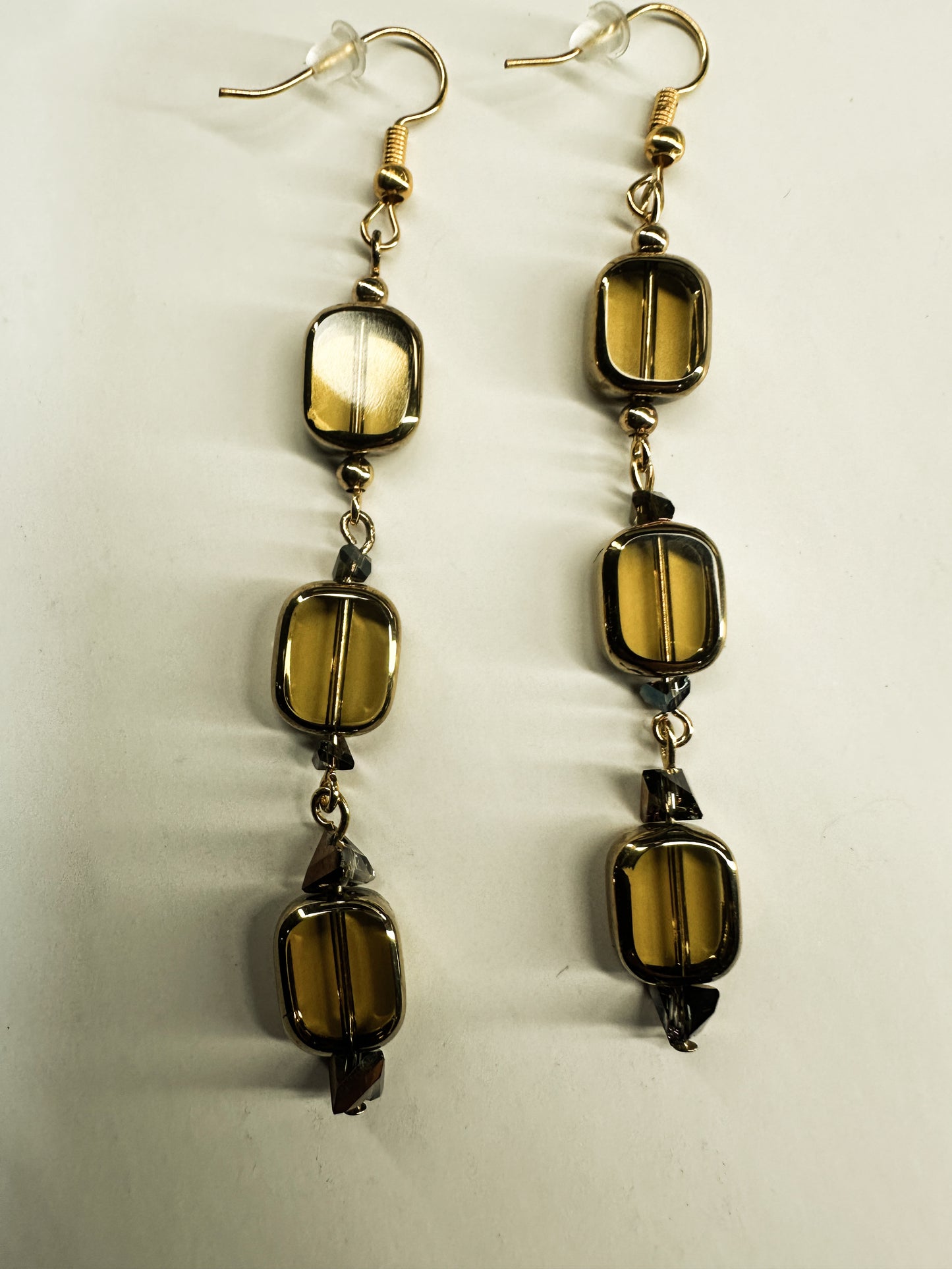 Oval Yellow Crystal Beaded Earrings