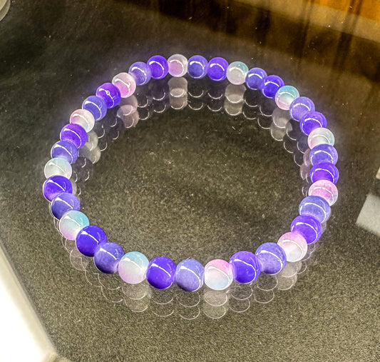Blue Violet and Violet Purple Glass Beaded Bracelet