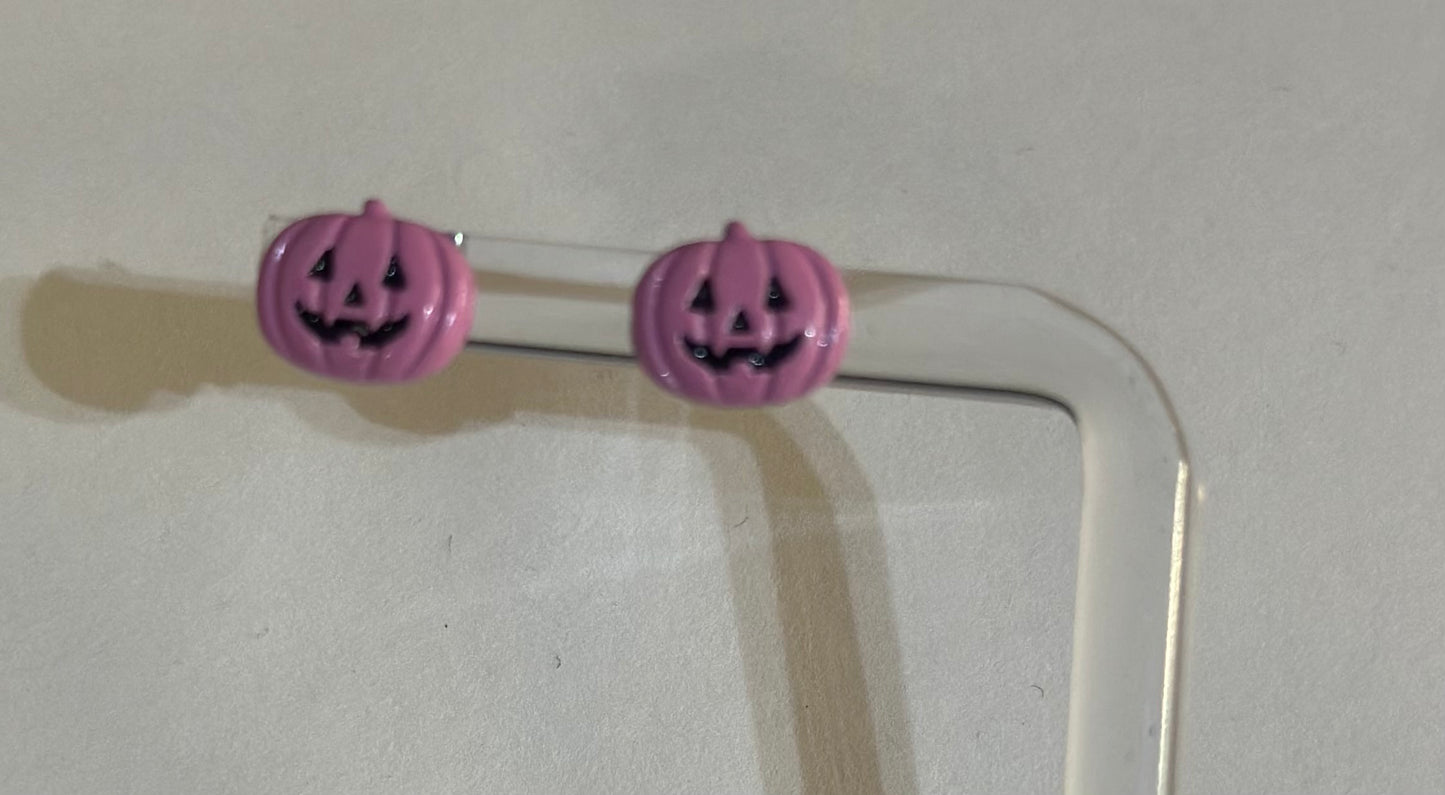 Pink Pumpkin Stud Earrings
