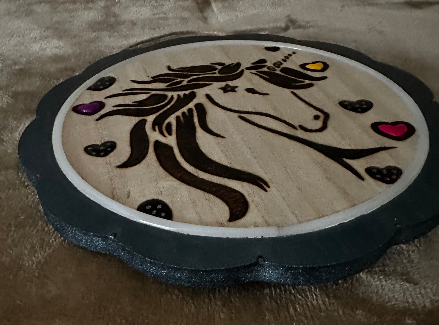 Unicorn Woodburned Lighted Decor